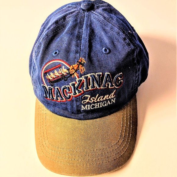 Mackinac Island MI Embroidered Denim Twill Ball Cap by JHats ~ Adj ~ New w/o Tag - Picture 1 of 12